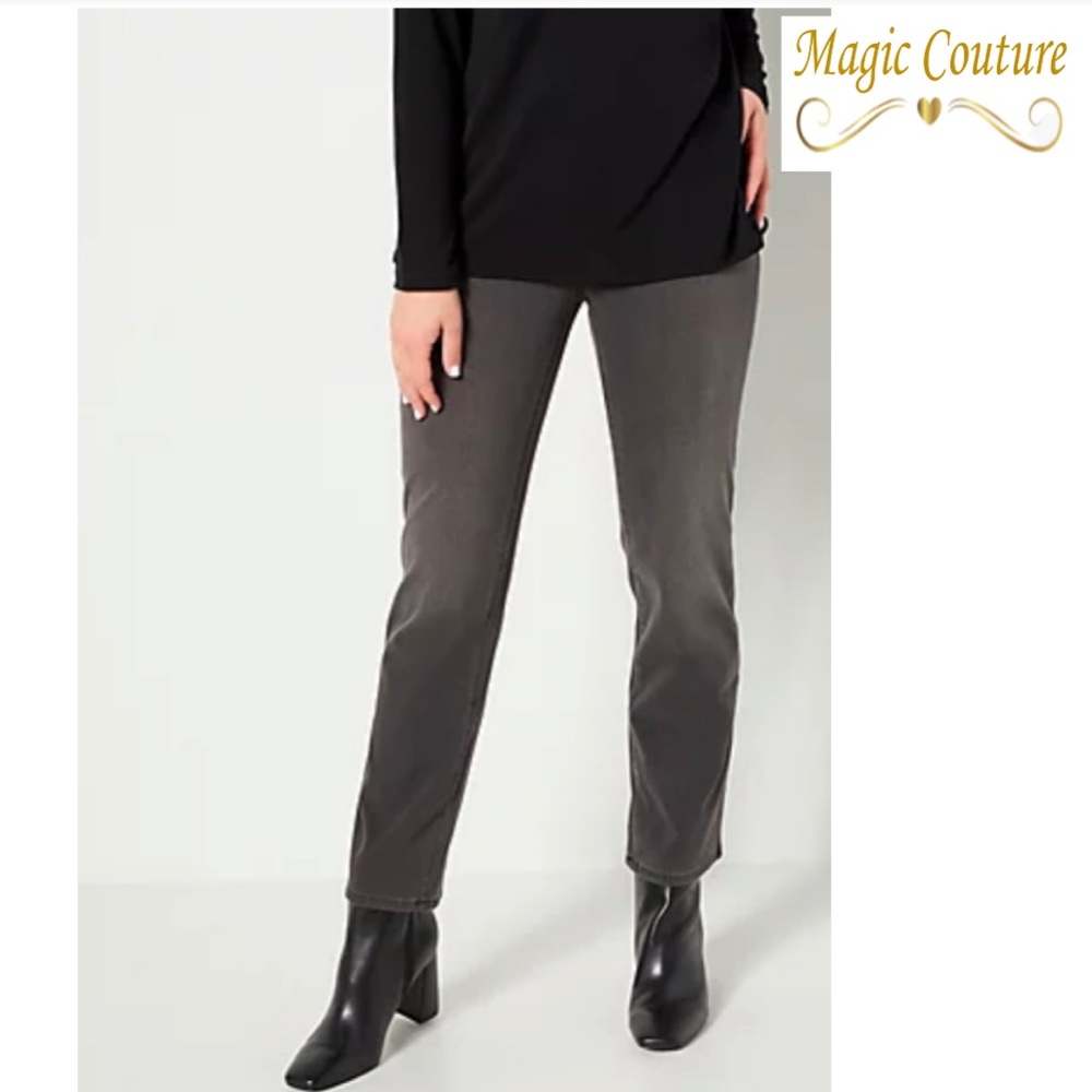 LOGO Lori Goldstein Gray Dark Wash Straight Leg Jeans🖤🤍🖤
